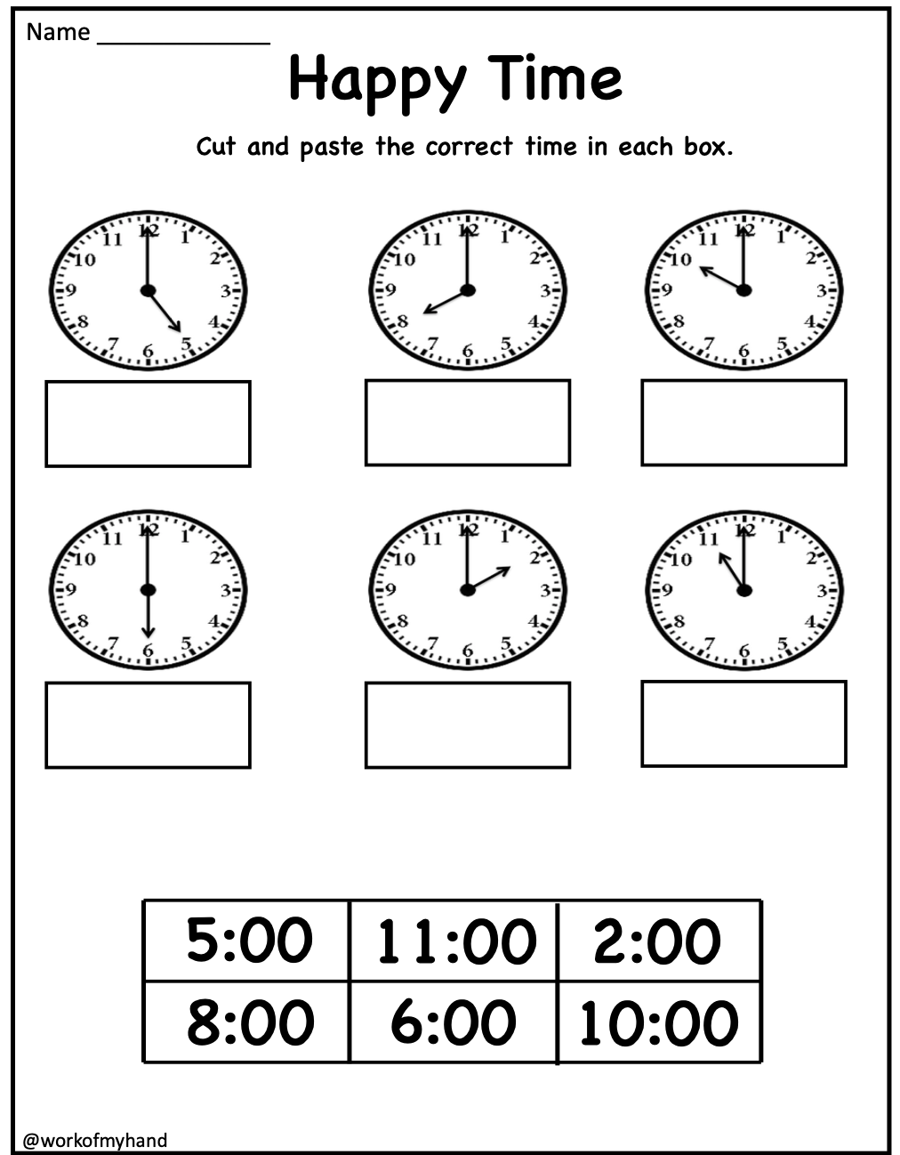 1 MD 3 Telling Time To The Hour Made By Teachers Telling Time By The Half Hour Cut Glue Made By Teachers