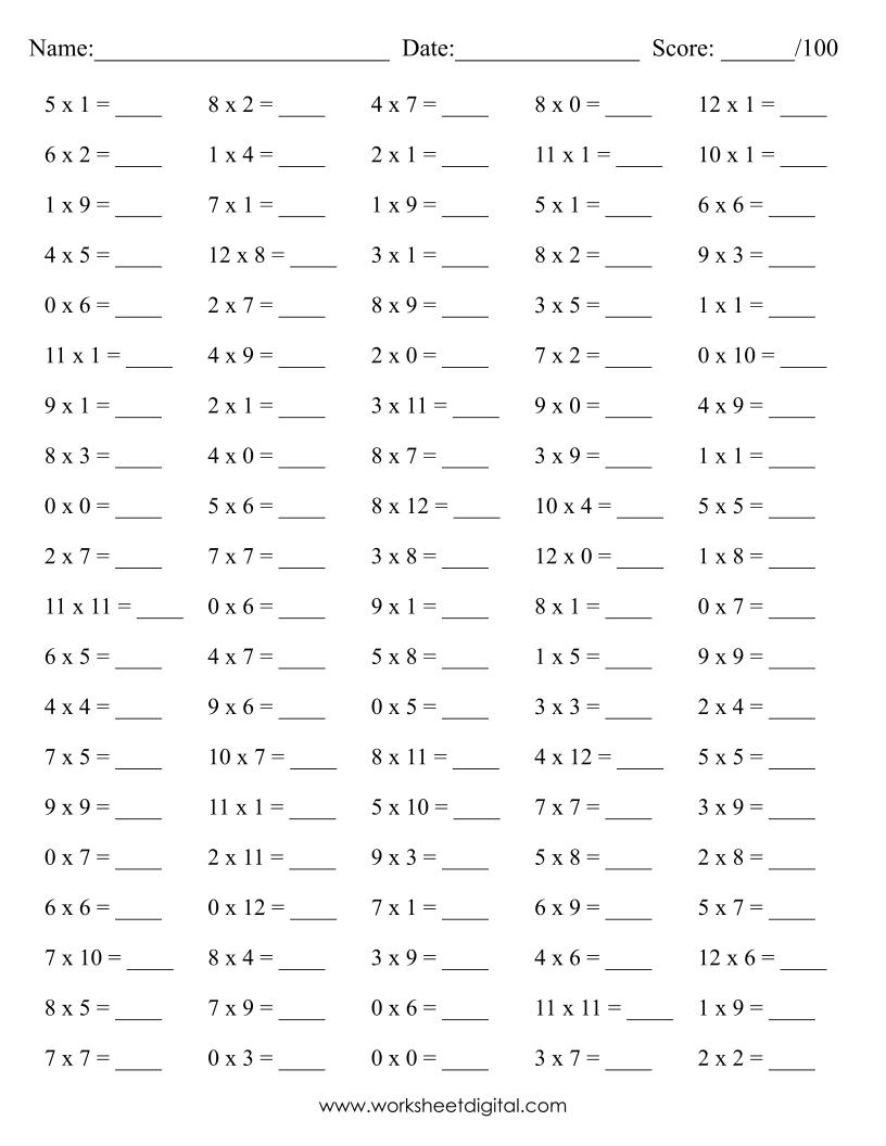 10 Printable Math Drills Multiplication Timetable 0 To 12 Practice Speed Counting PDF Made By Teachers Multiplication Worksheets 3rd 4th Grade Math Drills PDF Etsy Finland