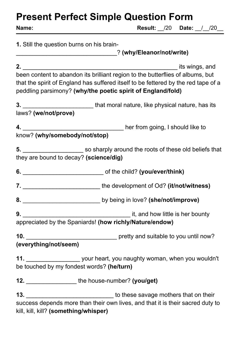 101 Present Perfect Question PDF Worksheets With Answers Grammarism 101 Present Perfect Question PDF Worksheets With Answers Grammarism
