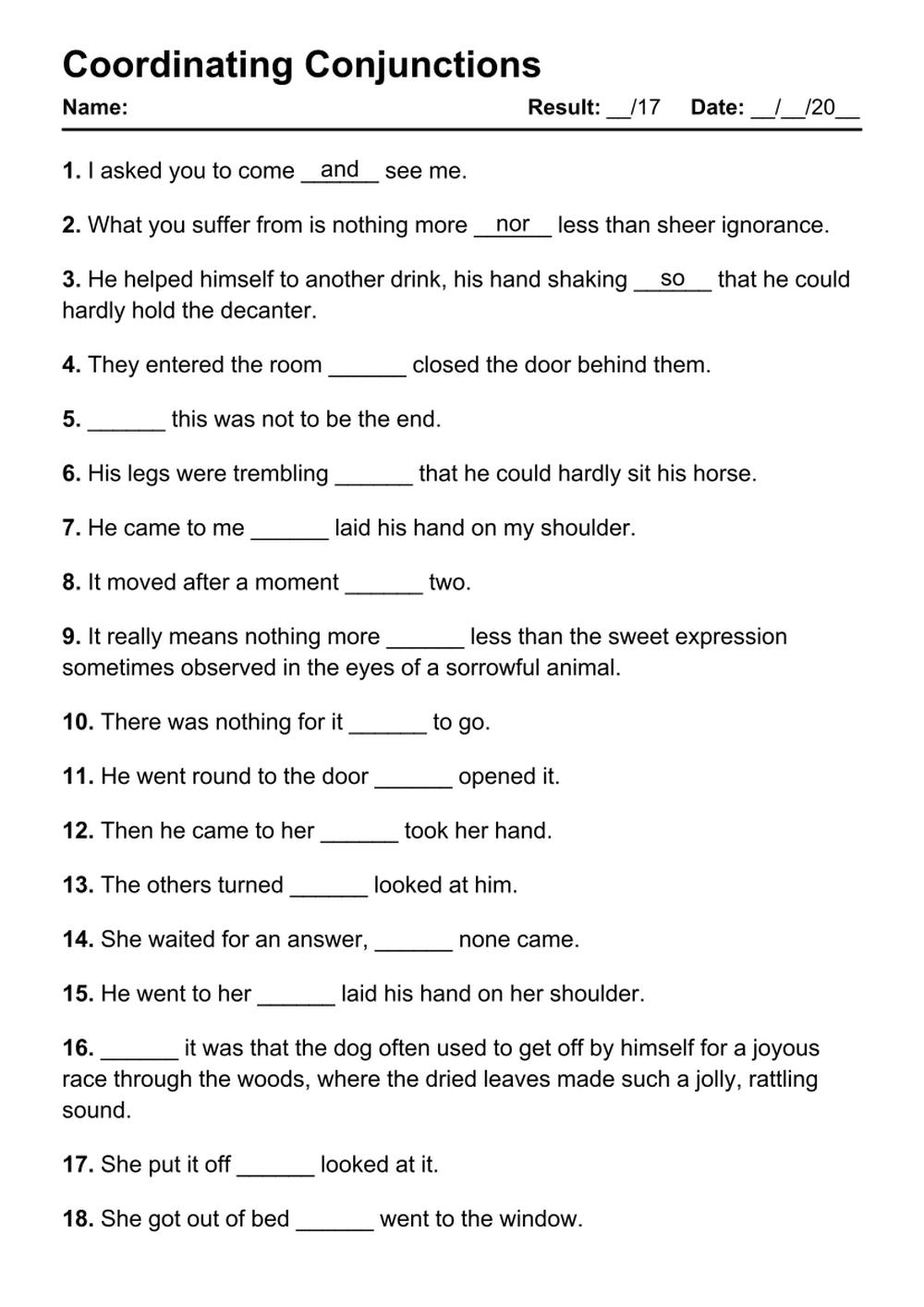 Conjunctions Worksheets Superstar Worksheets