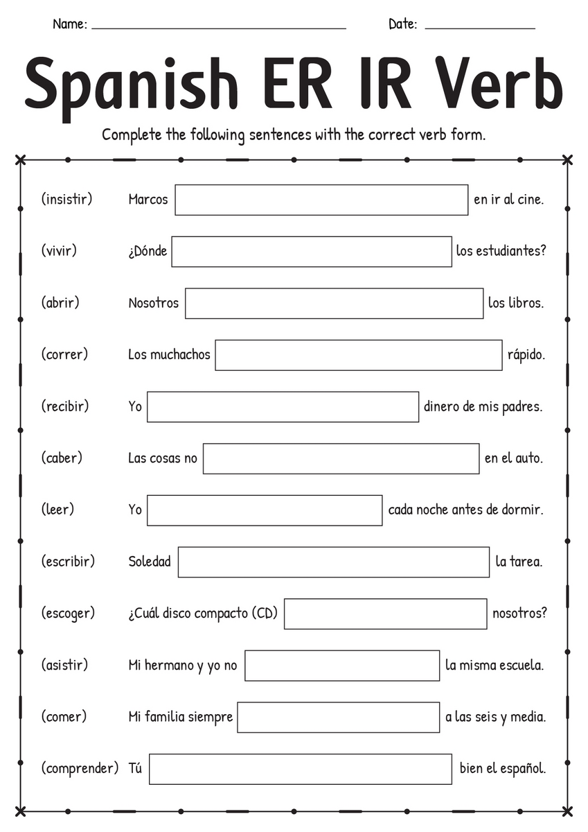 12 Conjugation Present Tense Verb Worksheet Free PDF At Worksheeto