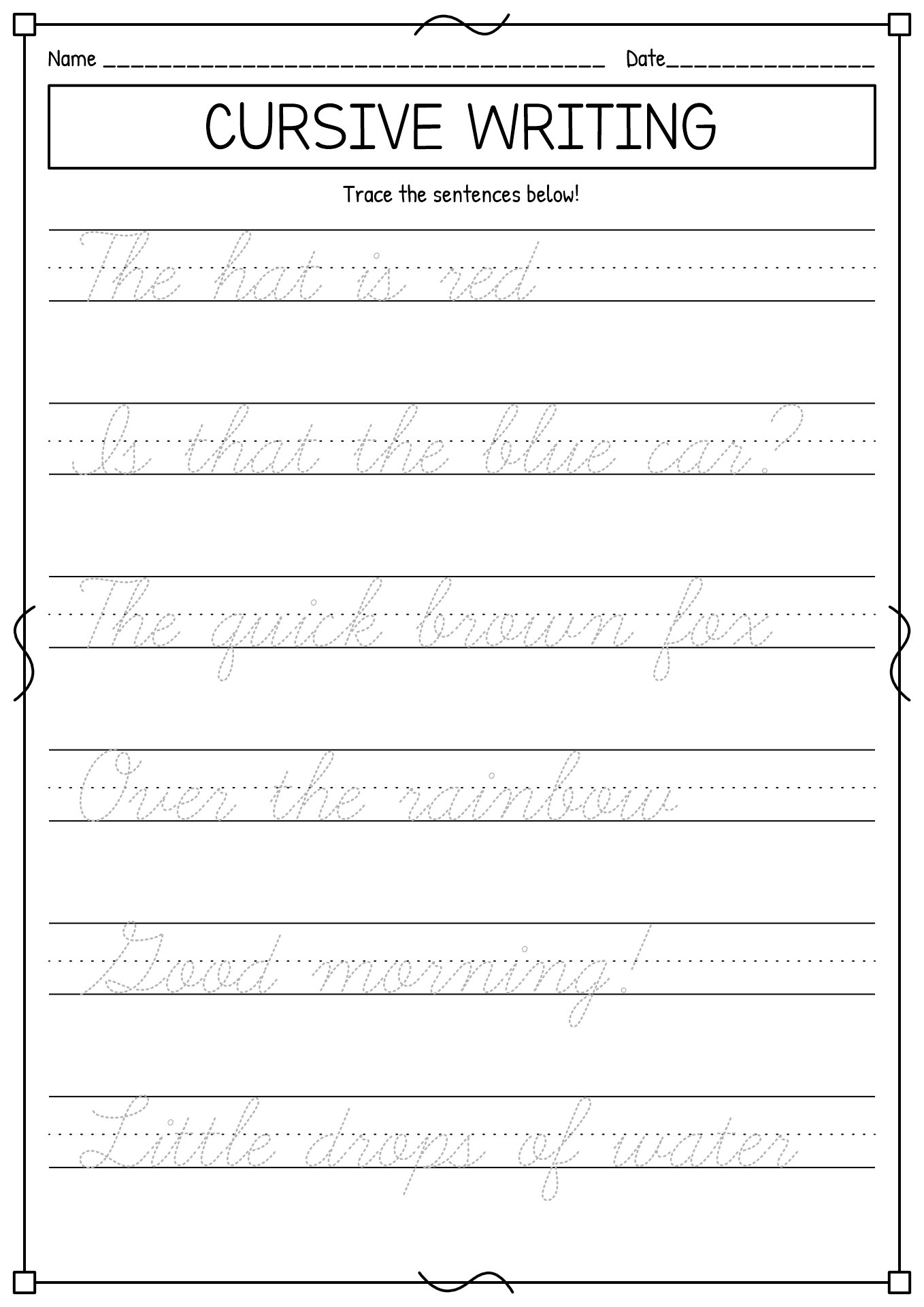 Cursive Handwriting Superstar Worksheets