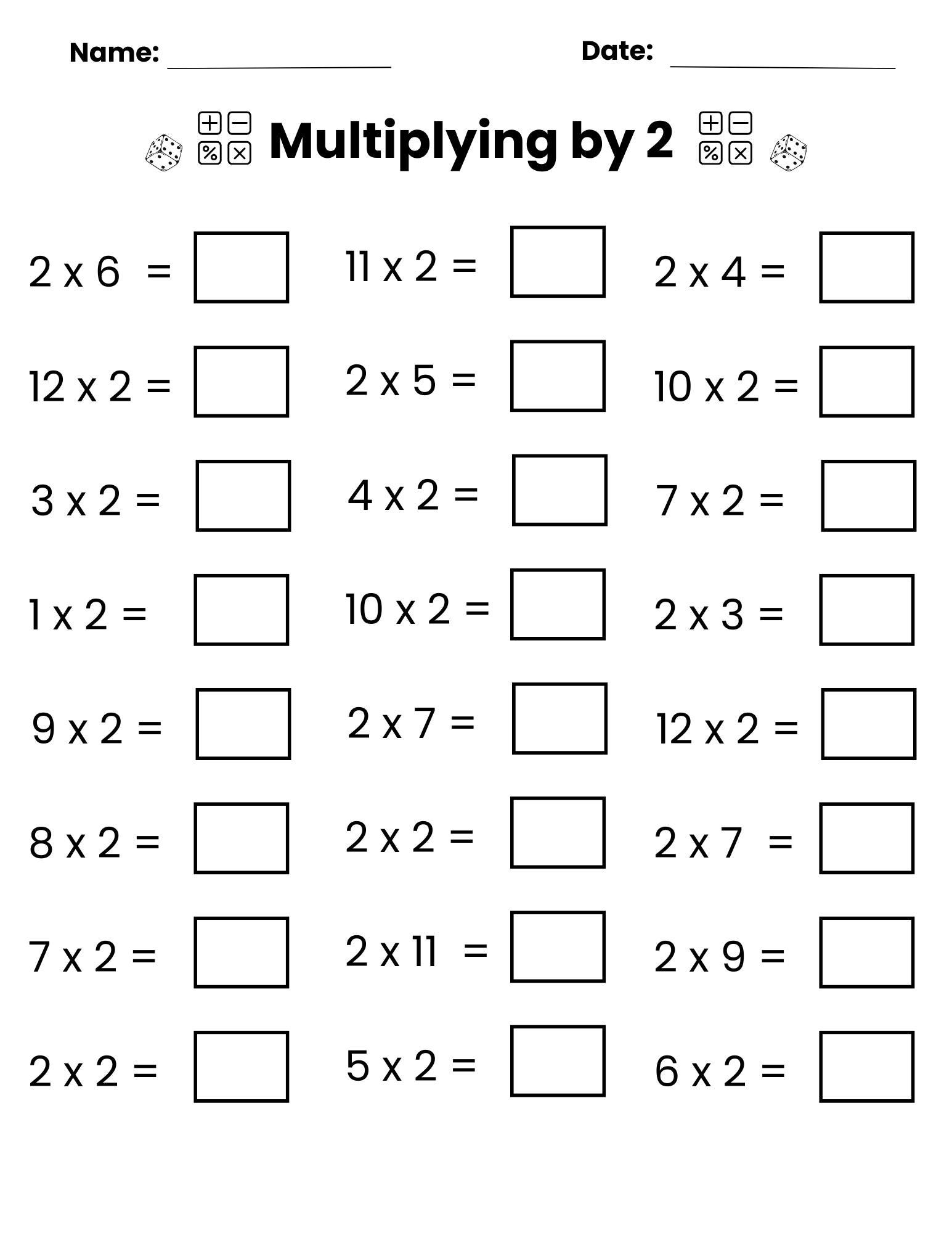 12 Printable Multiplication Worksheets 1 12 Times Tables Maths Drills Etsy