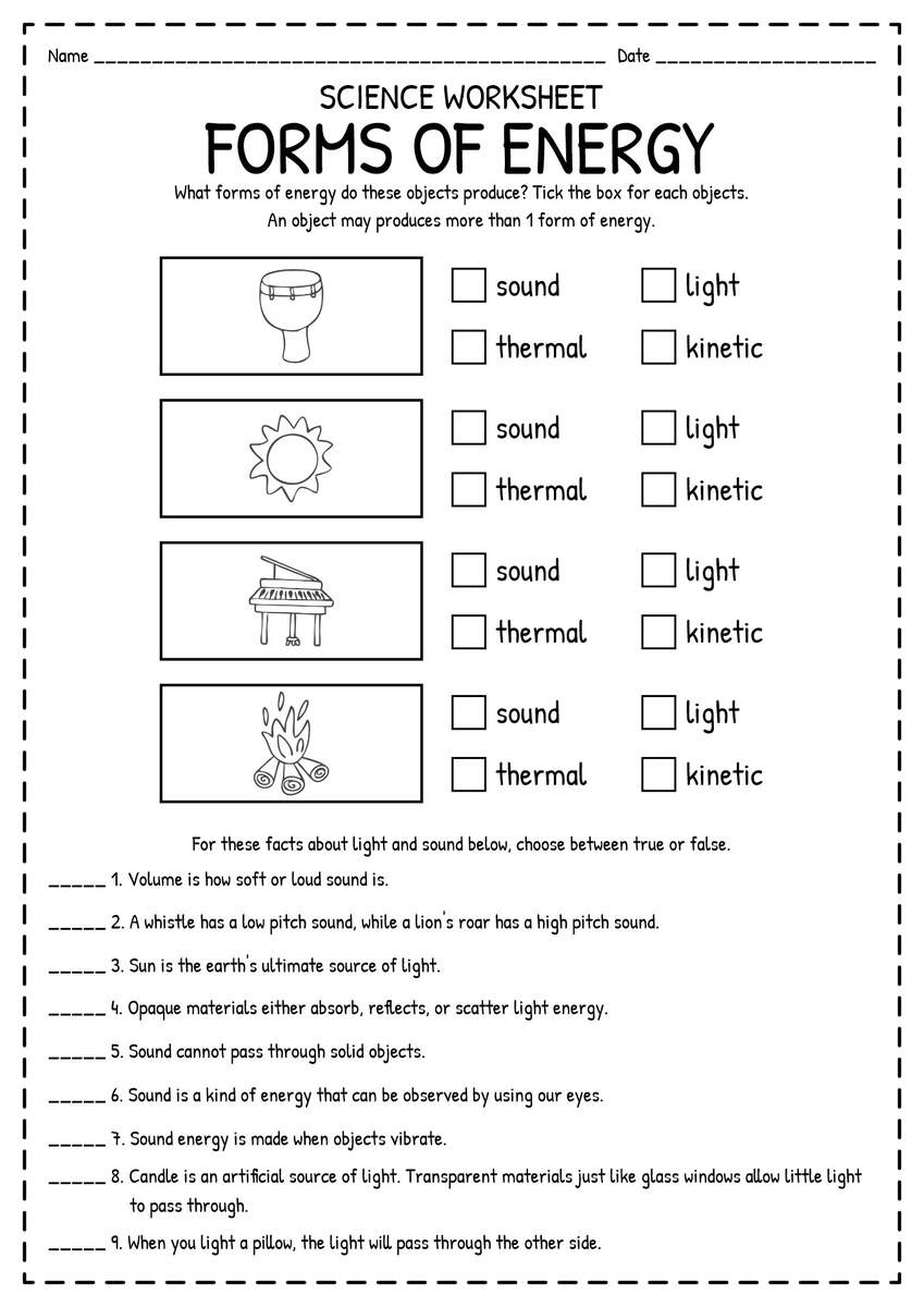 13 Science Worksheets Light And Sound Free PDF At Worksheeto