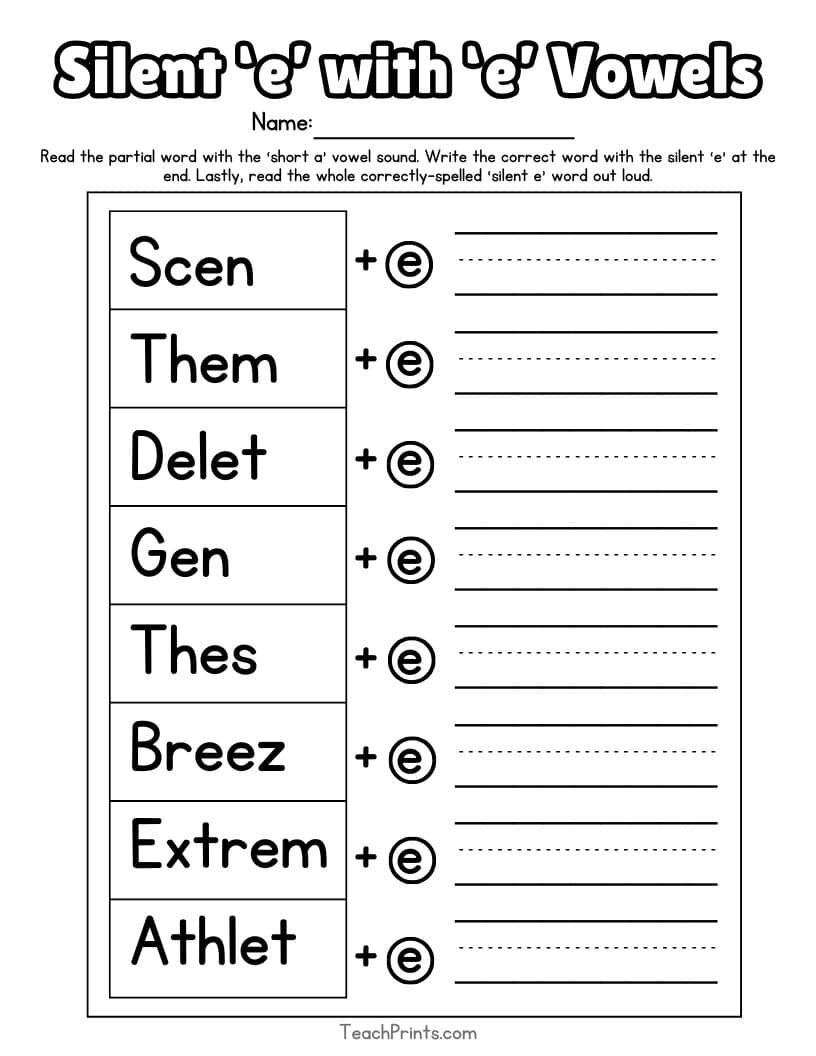 13 Silent E Worksheets Free PDF Printables Teach Prints 13 Magic E Worksheets Free PDF Printables Teach Prints