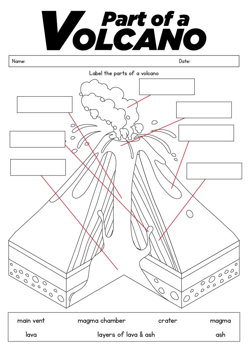 13 Volcano Worksheets 2nd Grade Free PDF At Worksheeto Printable Volcano Diagram Label The Volcano Worksheet For Kids