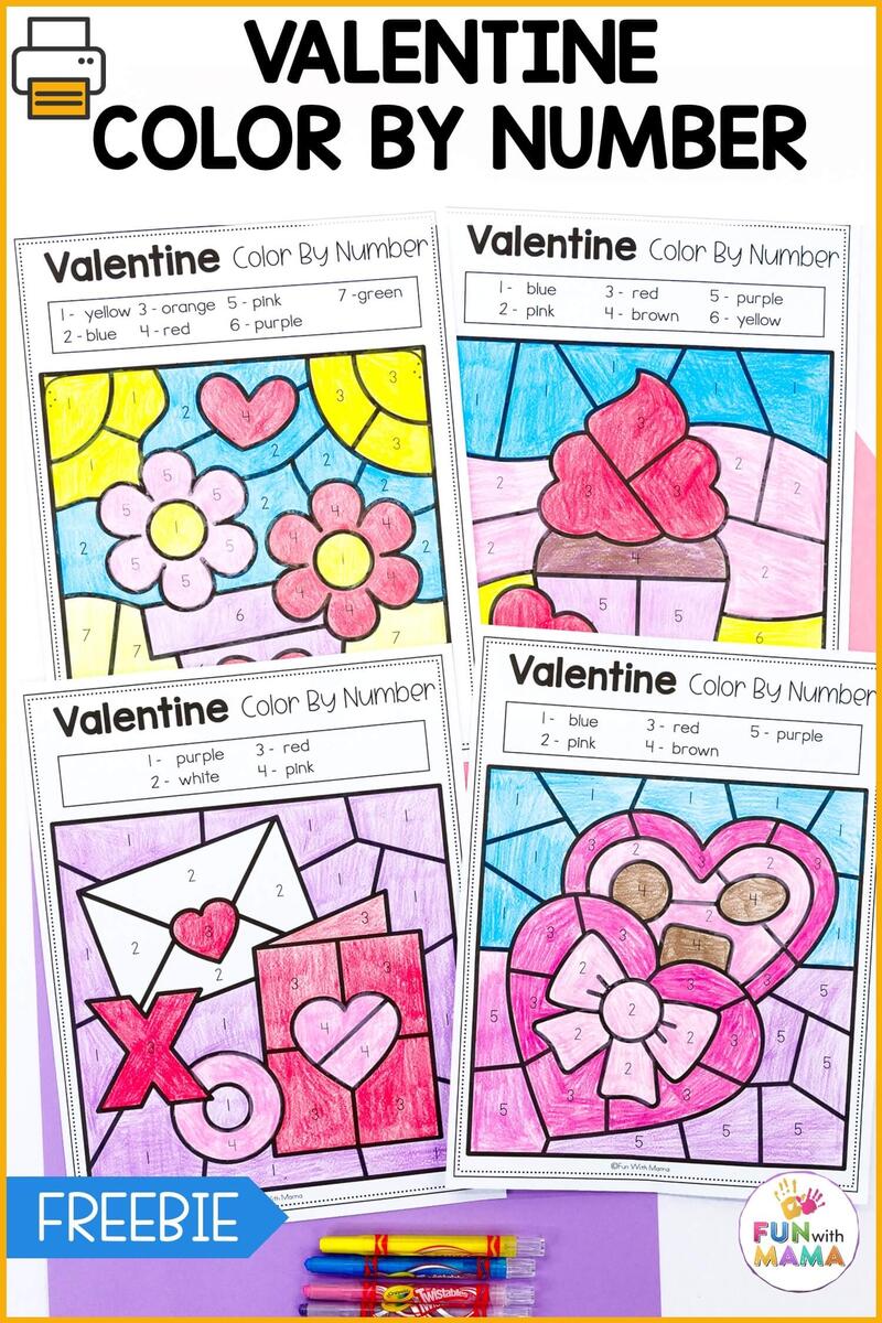 Valentines Day Worksheets Color By Letter Color By Sight Word The Homeschool Village