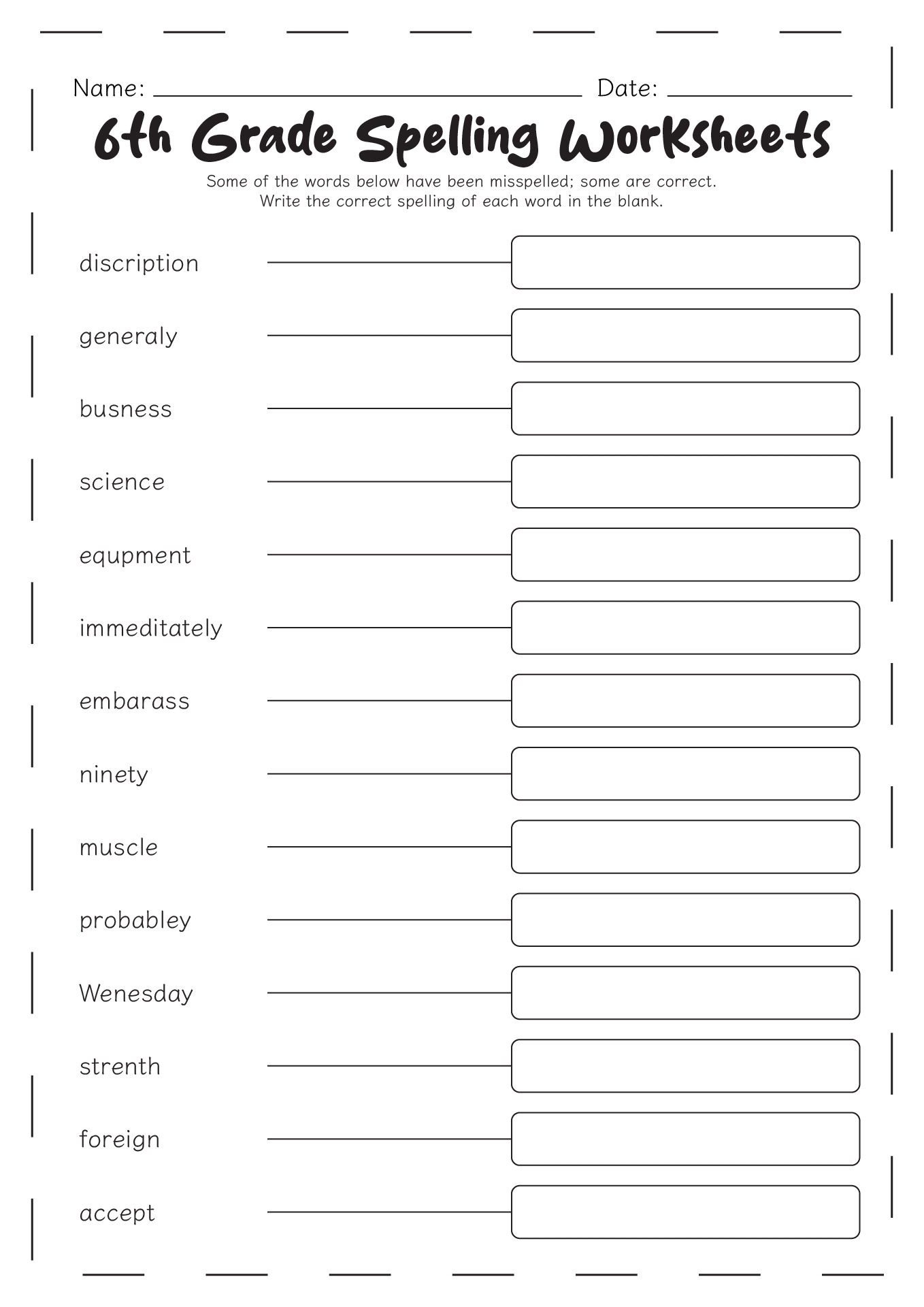 17 Sixth Grade Spelling Words Worksheets Free PDF At Worksheeto 16 6th Grade Spelling Words Worksheets Free PDF At Worksheeto