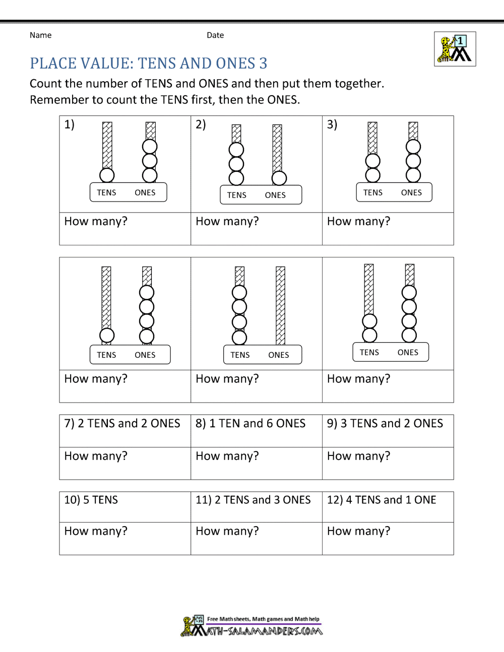 1st Grade Place Value Worksheets 2 Digit Numbers Printable Tens And Ones Worksheets Grade 1 Made By Teachers