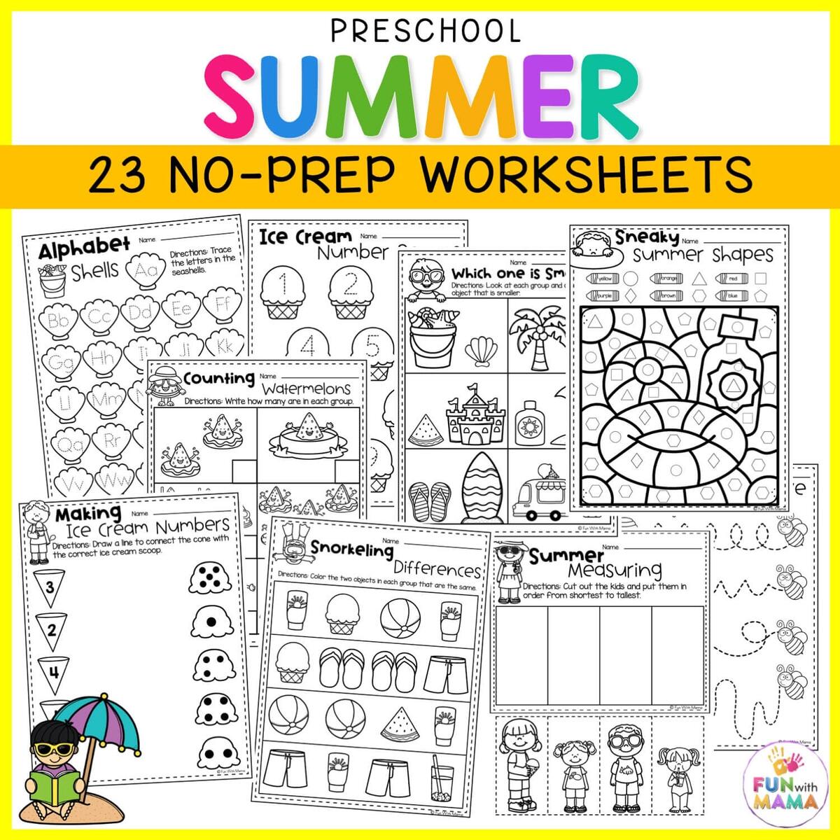 20 Summer Worksheets For Preschool Fun With Mama Summer Worksheets Free Printables Superstar Worksheets
