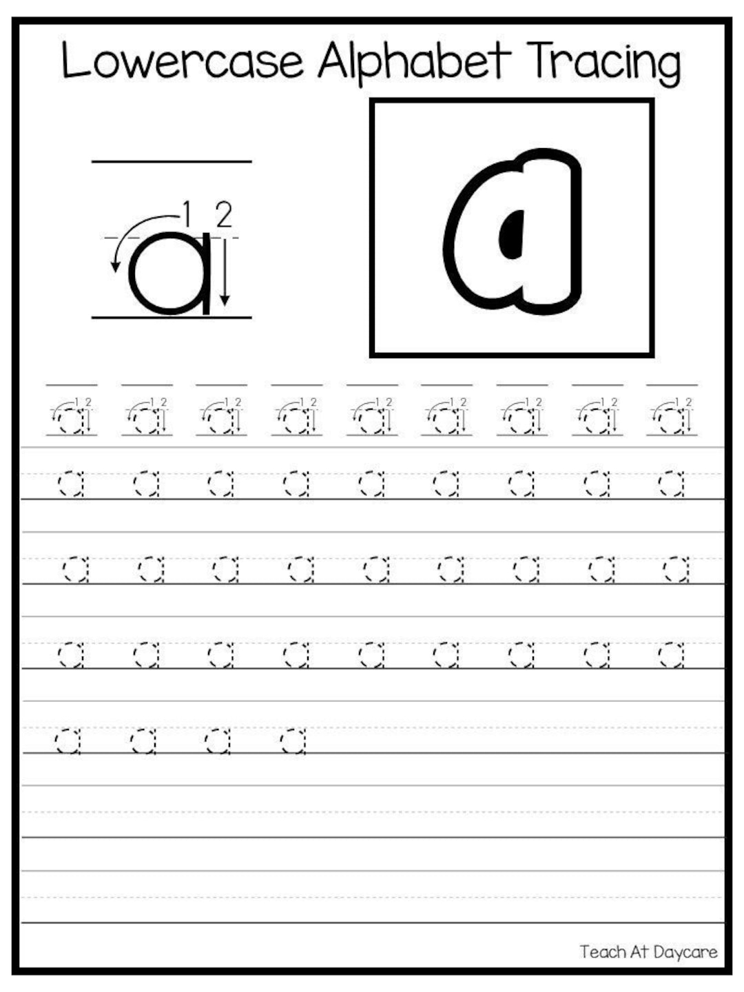 Free Interactive Lowercase Alphabet Letters Tracing Worksheet For Kindergarten