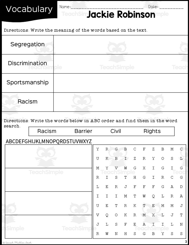 Jackie Robinson Biography Activities Flip Book And Report Black History Month Made By Teachers