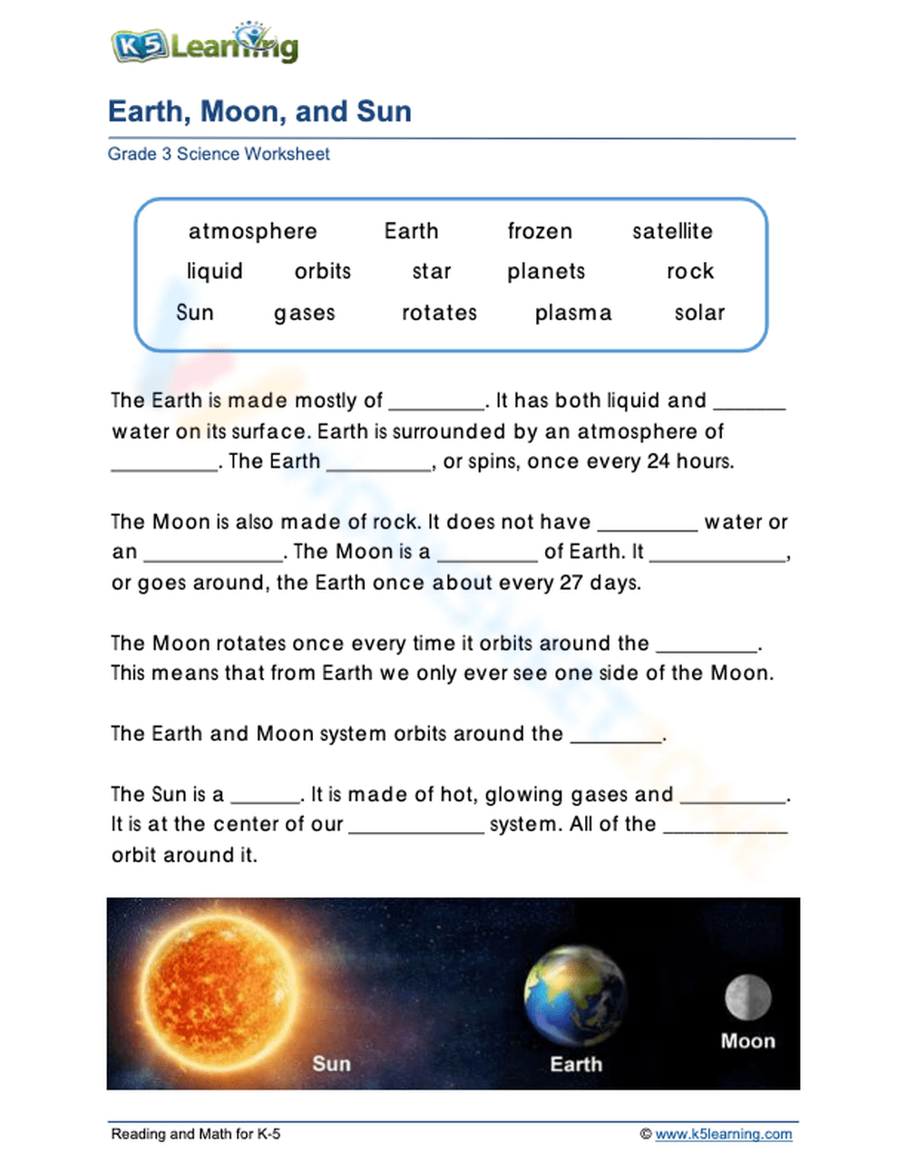 3rd Grade Solar System Worksheets