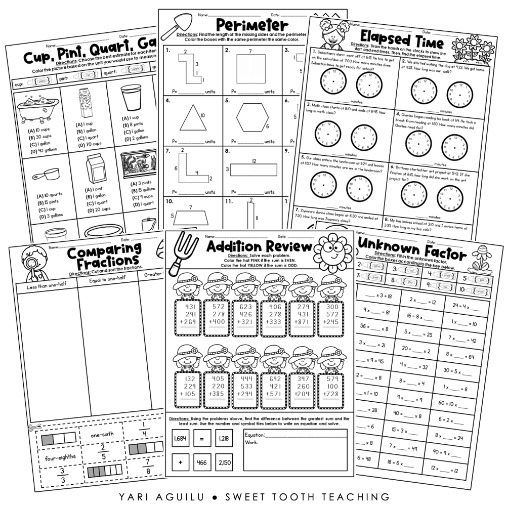 3rd Grade Spring Math ELA Review Worksheets Print Go 3rd Grade Spring Math ELA Review Worksheets Print Go