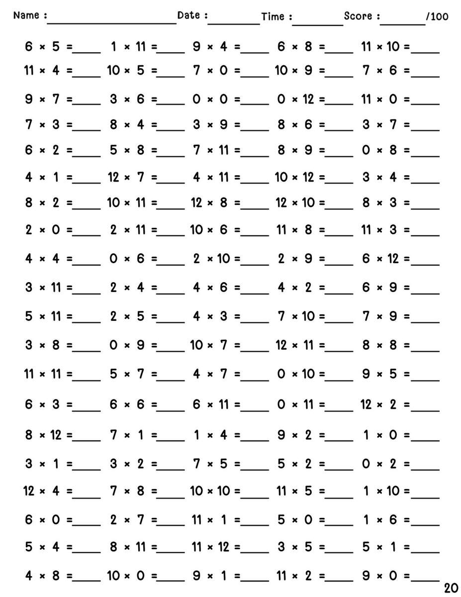 40 Printable Multiplication Worksheets Single Digit 1 12 100 Fill In The Blank Questions Answers Etsy 40 Printable Multiplication Worksheets Single Digit 1 12 100 Fill In The Blank Questions Answers Etsy