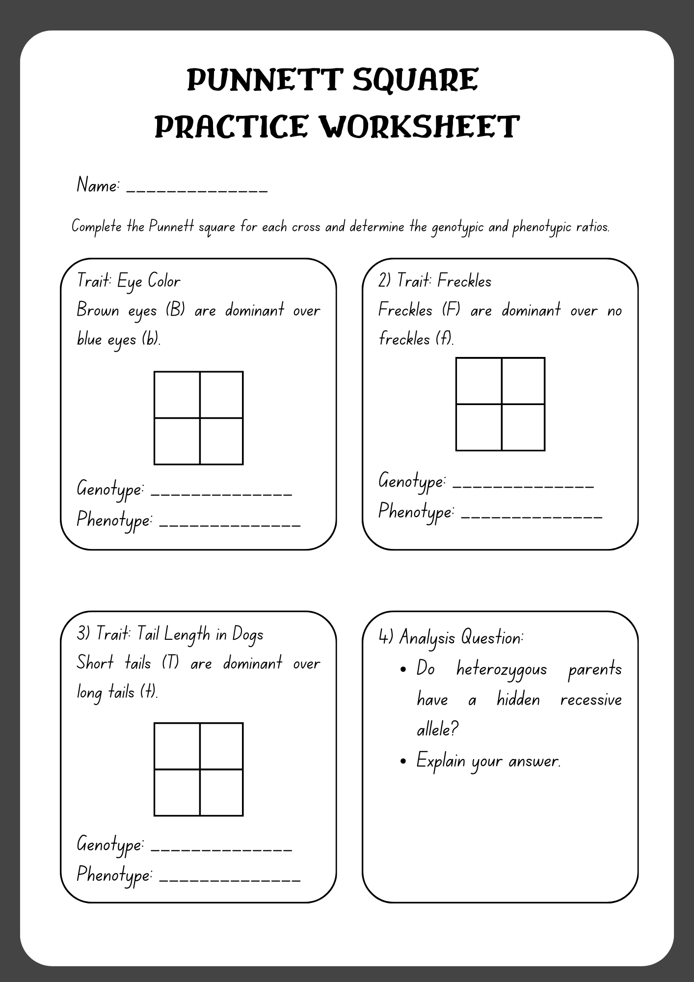 40 Punnett Square Practice Worksheet To Download In PDF 40 Punnett Square Practice Worksheet To Download In PDF