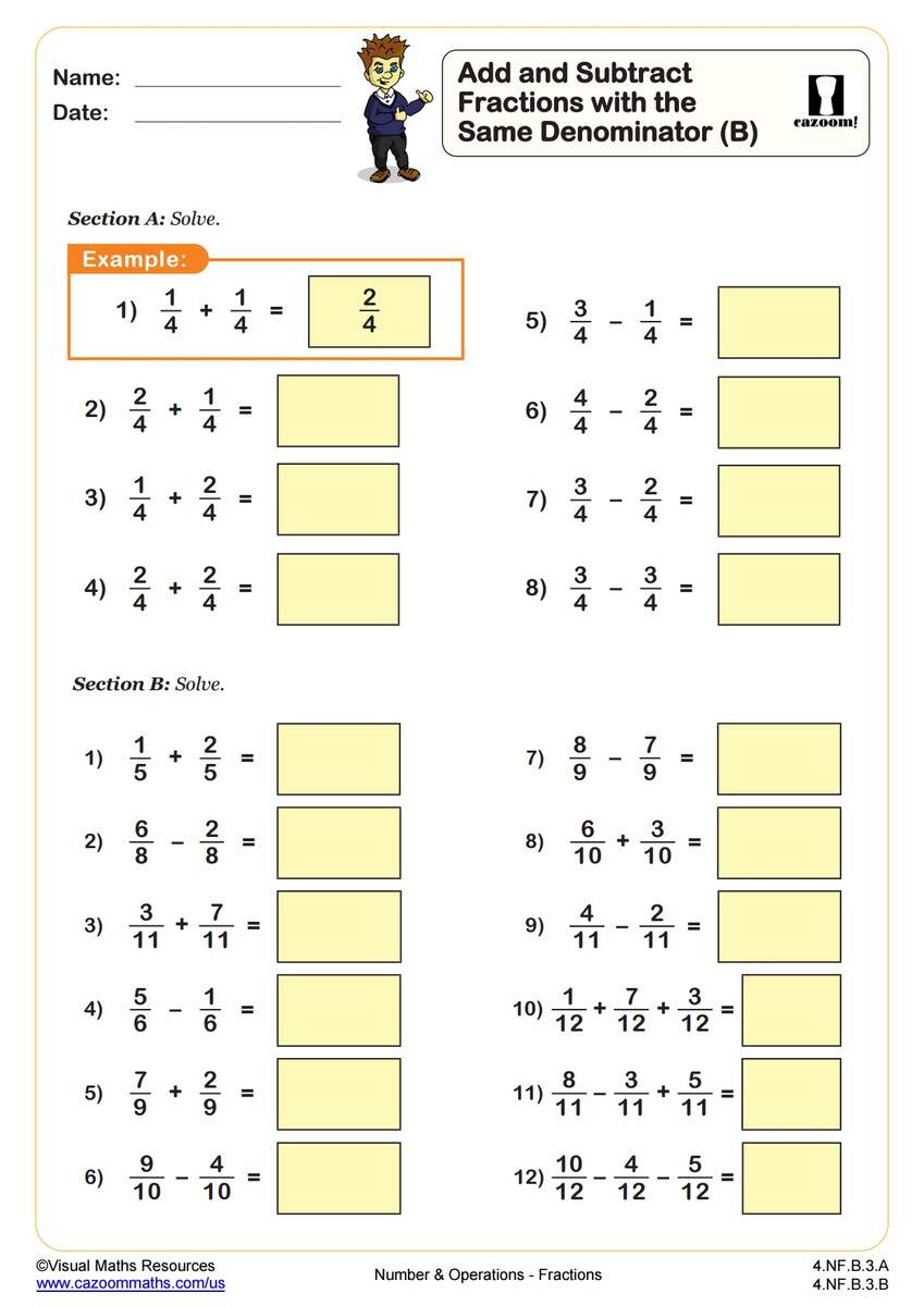 4th Grade Fractions Worksheets PDF Printable Worksheets Cazoom Math Fractions Worksheets K12 Math Worksheets