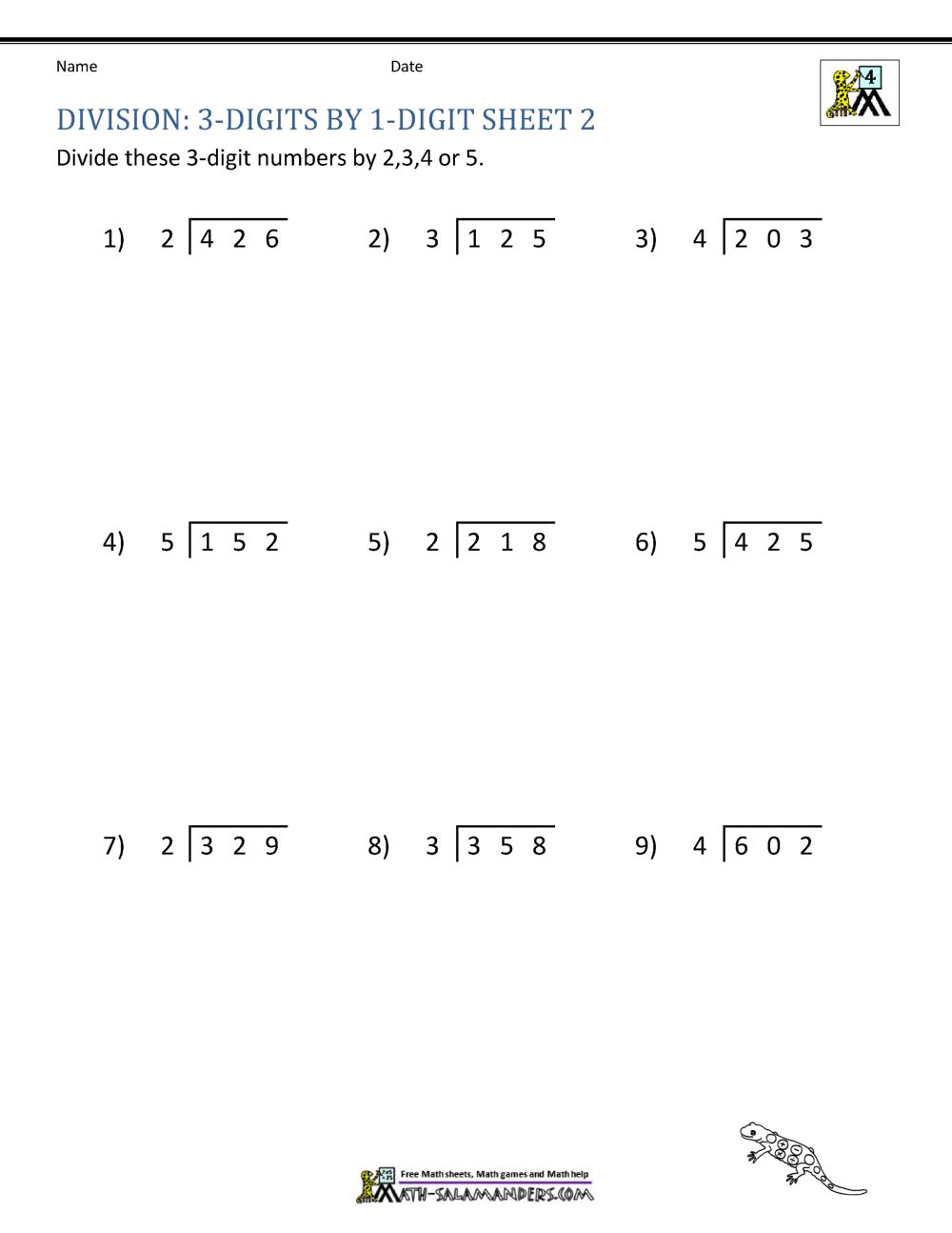 4th Grade Long Division Worksheets Free Math Worksheets