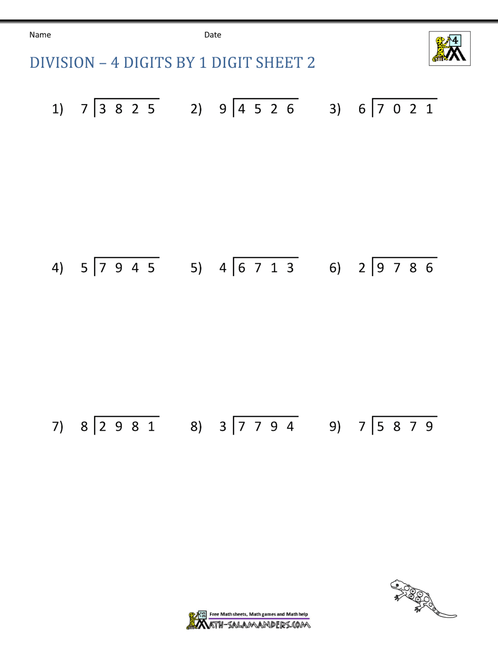 4th Grade Long Division Worksheets Worksheets For Division With Remainders