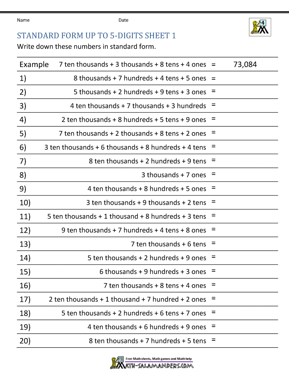 4th Grade Place Value Worksheets 4th Grade Place Value Worksheets