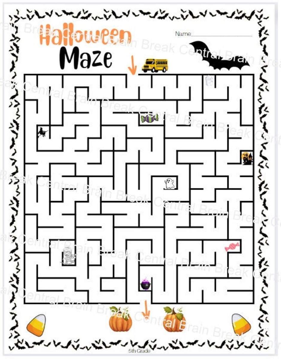5th Grade Halloween Maze With Answer Key Printable Etsy Israel