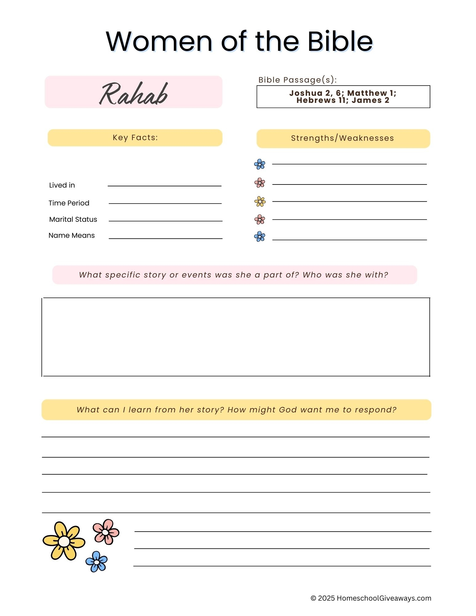 60 Women Of The Bible Worksheets Homeschool Giveaways