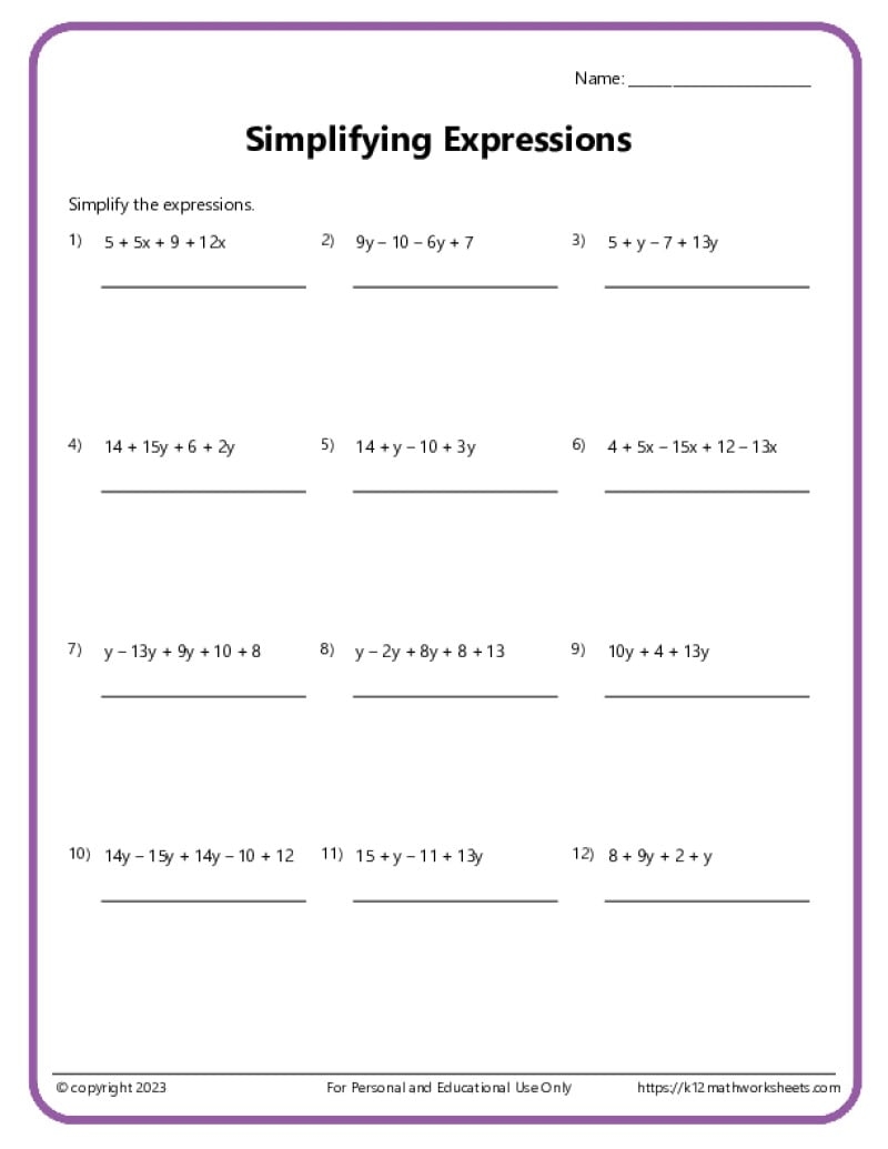 6th Grade Math Worksheets