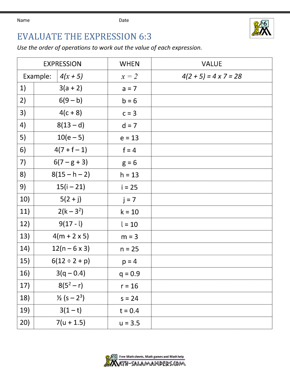 Algebraic Expressions Worksheets Distributive Property Worksheets 3 Terms Made By Teachers