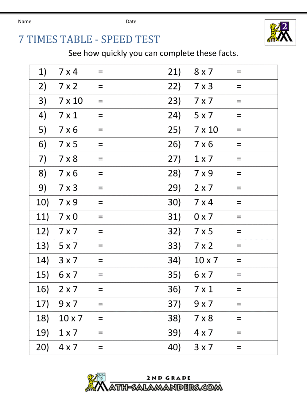 Free And Fun 7 Times Table Worksheets Beautifully Designed For Kids