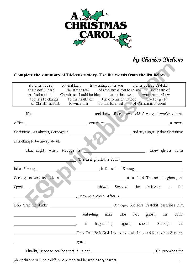 A Christmas Carol ESL Worksheet By Yppos59 A Christmas Carol Activities Worksheets For The Play Version Printable Digital Made By Teachers