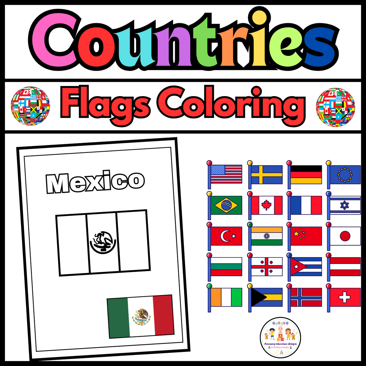 25 Printable World Flags Coloring Pages For Kids
