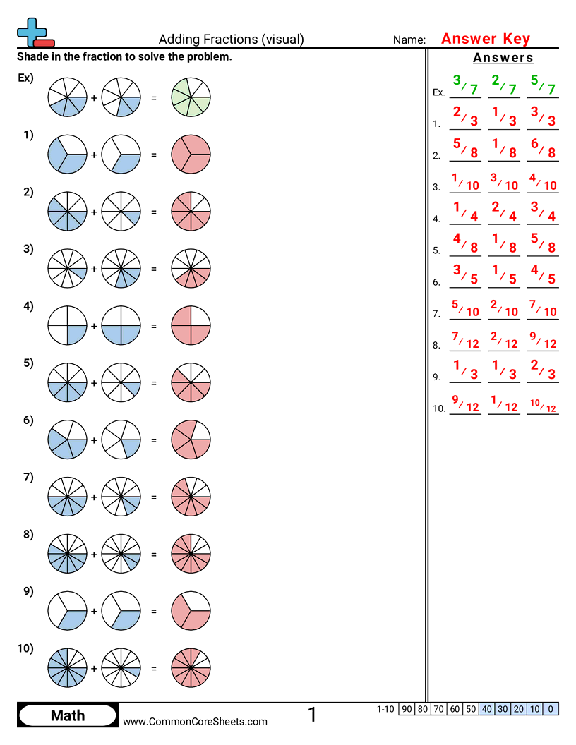 Adding Fractions Visual Worksheet Download Adding Fractions Visual Worksheet Download