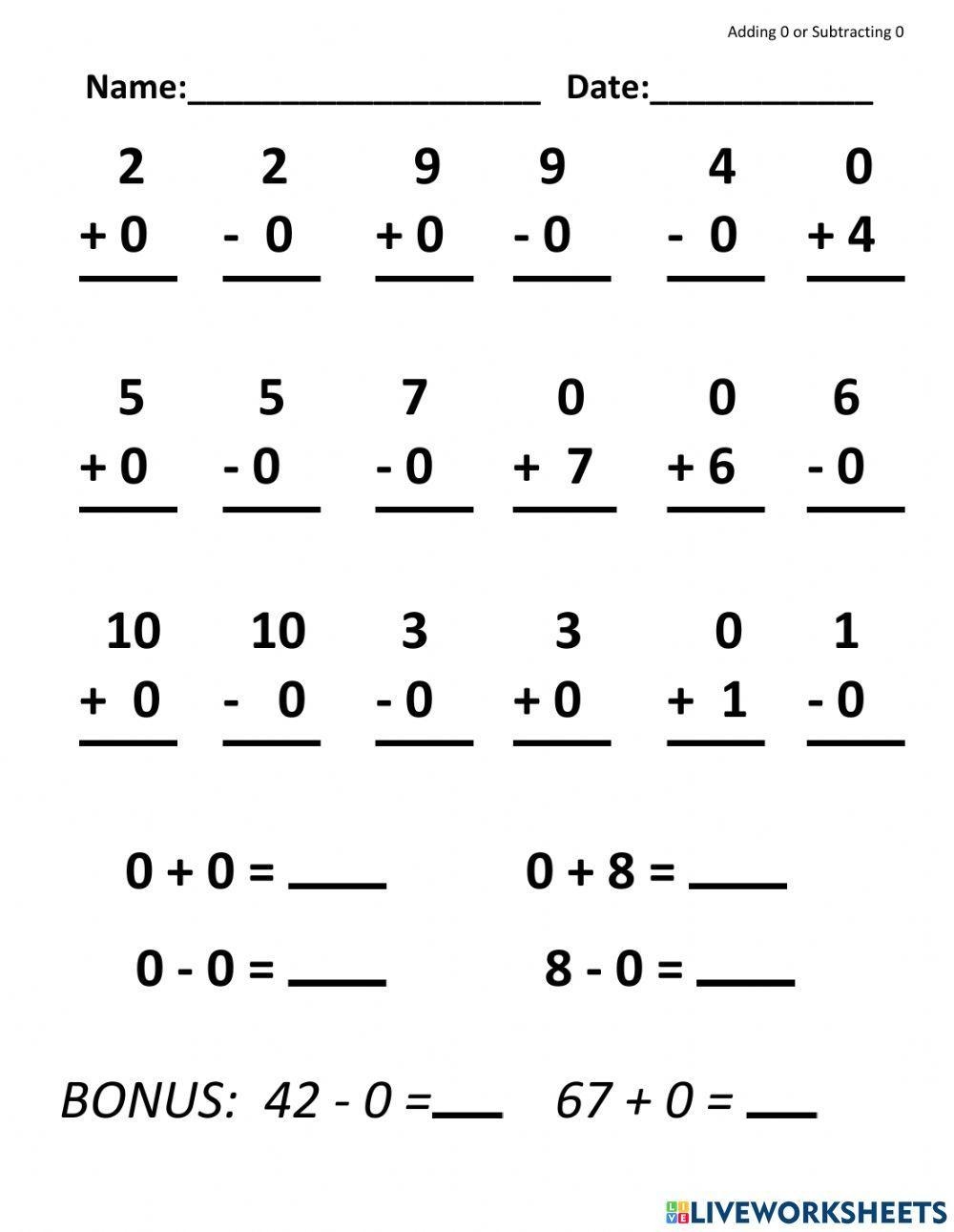 Adding Zero Worksheet Practice Sheets For Early Math Learners Adding Zero Worksheet Practice Sheets For Early Math Learners