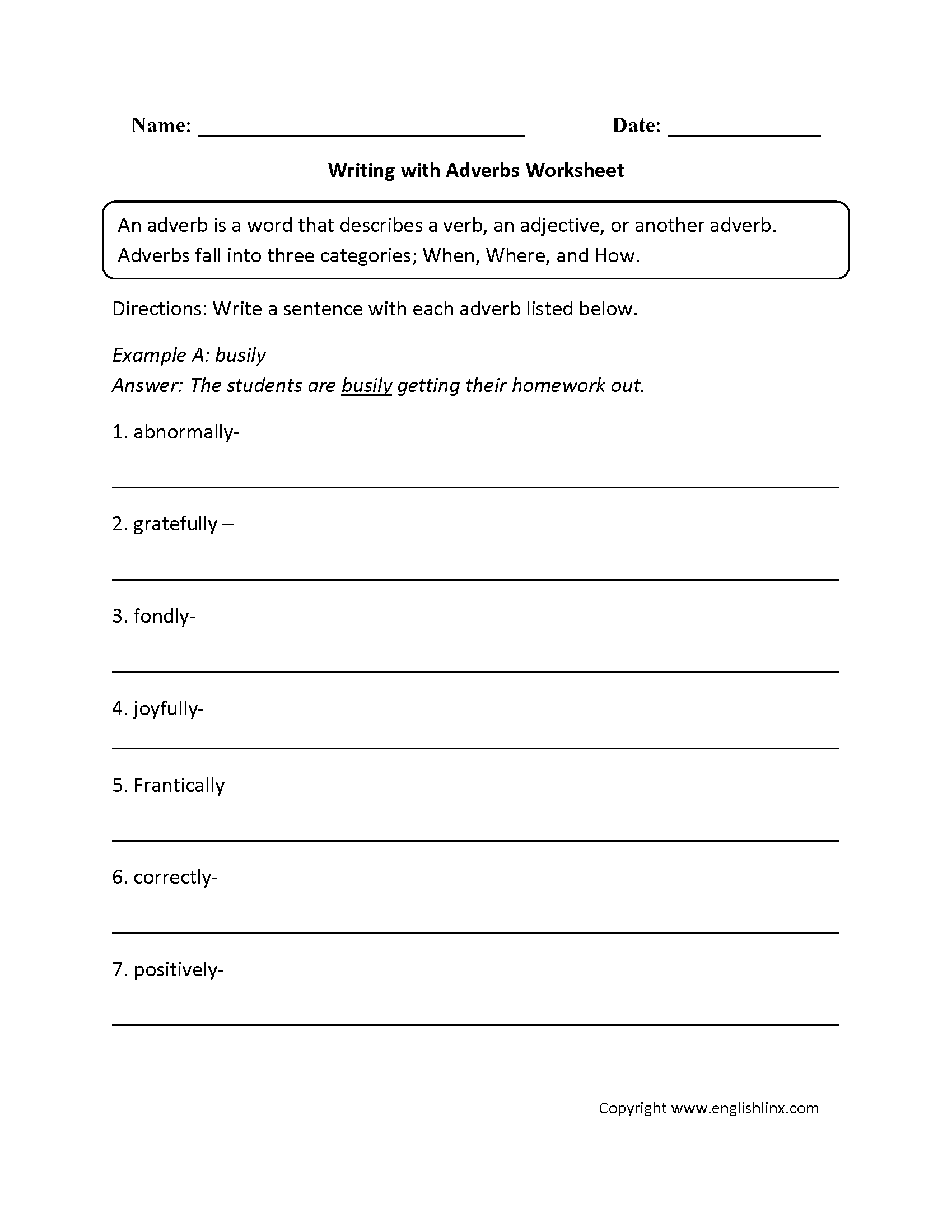 Adverb Practice Worksheet 7 Free Printables Worksheets Library