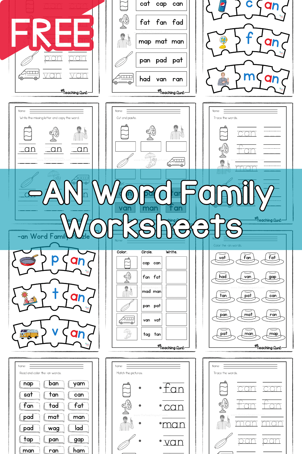 Free An Word Family Worksheets Teach Prints