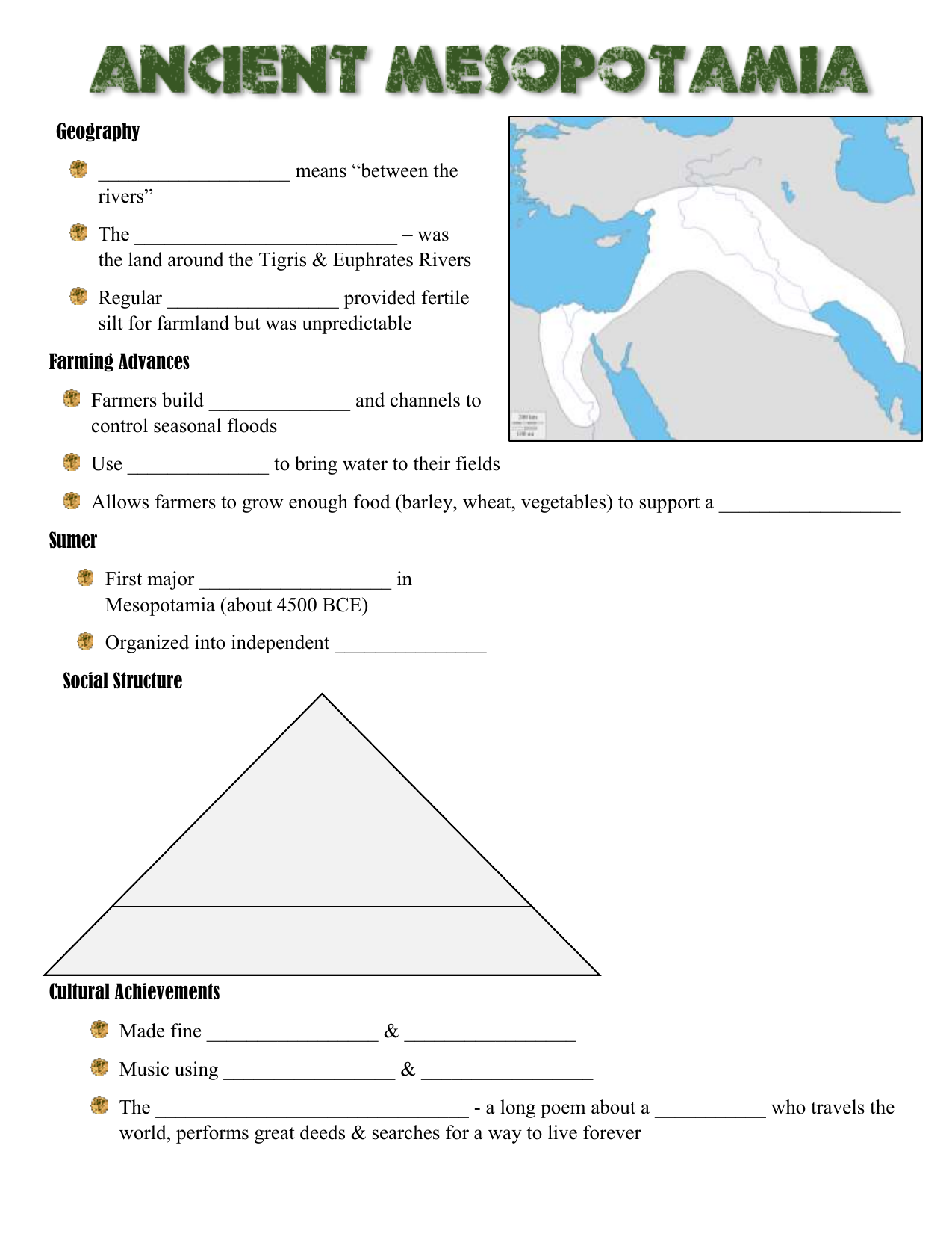 Ancient Mesopotamia Worksheet Ancient Mesopotamia Worksheet