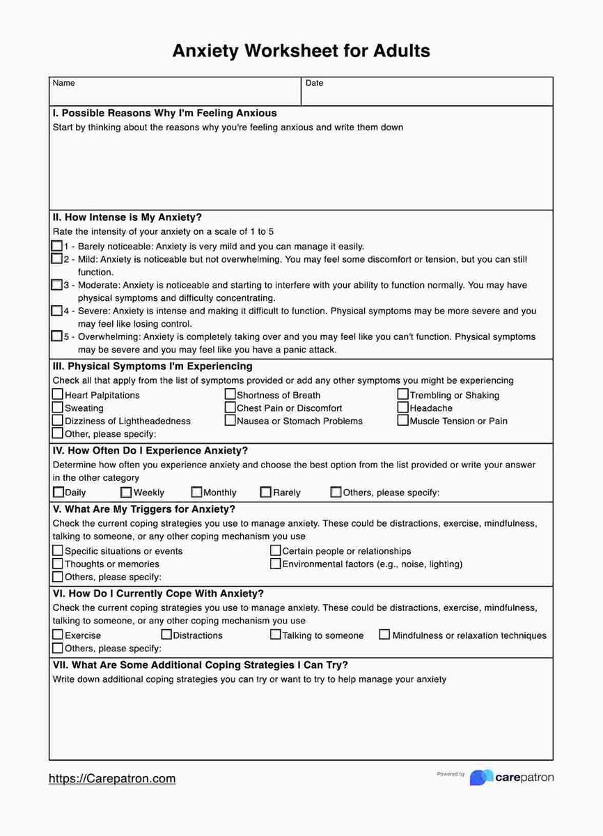 Anxiety Worksheets For Adults Anxiety Worksheets For Adults