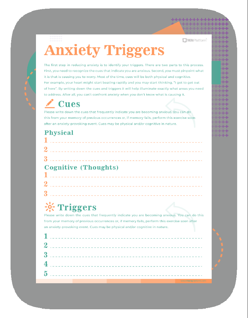 Anxiety Worksheets TheraPlatform Resources Anxiety Worksheets TheraPlatform Resources