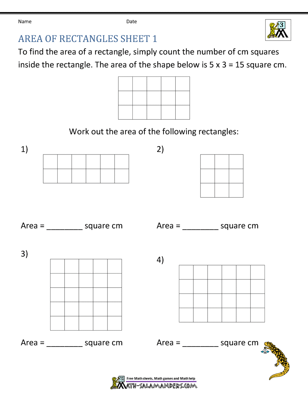 Area Of Rectangle Worksheets Area Of Rectangle Worksheets