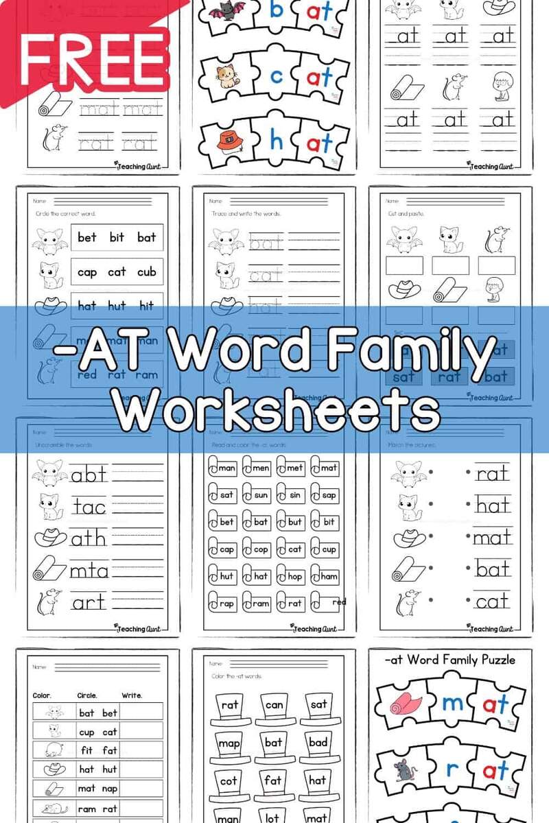 AT Word Family Worksheets The Teaching Aunt AT Word Family Worksheets The Teaching Aunt