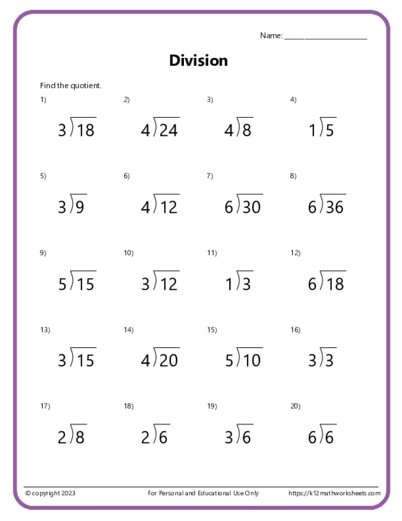 Basic Division Worksheets Division Worksheets Problems Free Printable Math Drills Free Printables Lettering SVG Files Tools Apps