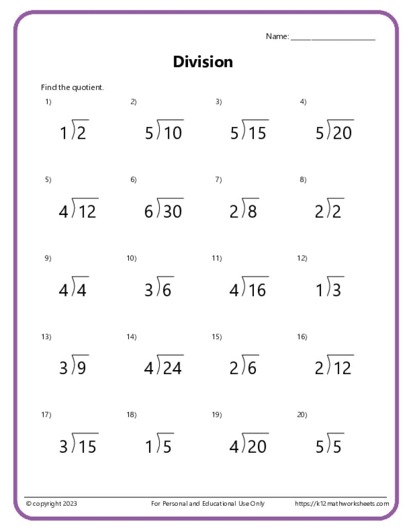Division Worksheets Problems Free Printable Math Drills Free Printables Lettering SVG Files Tools Apps