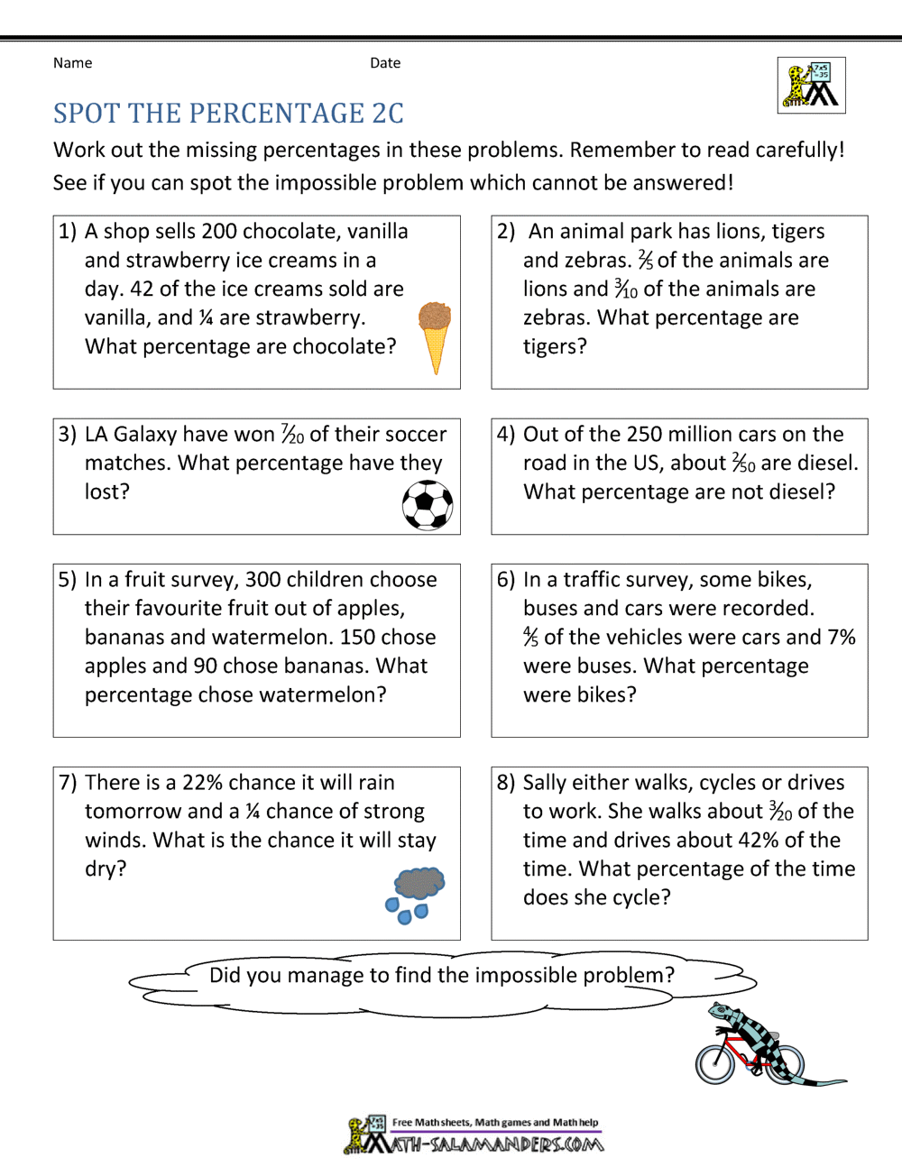 Percent Word Problems Worksheet PDF Printable Number Operations Worksheet Cazoom Math