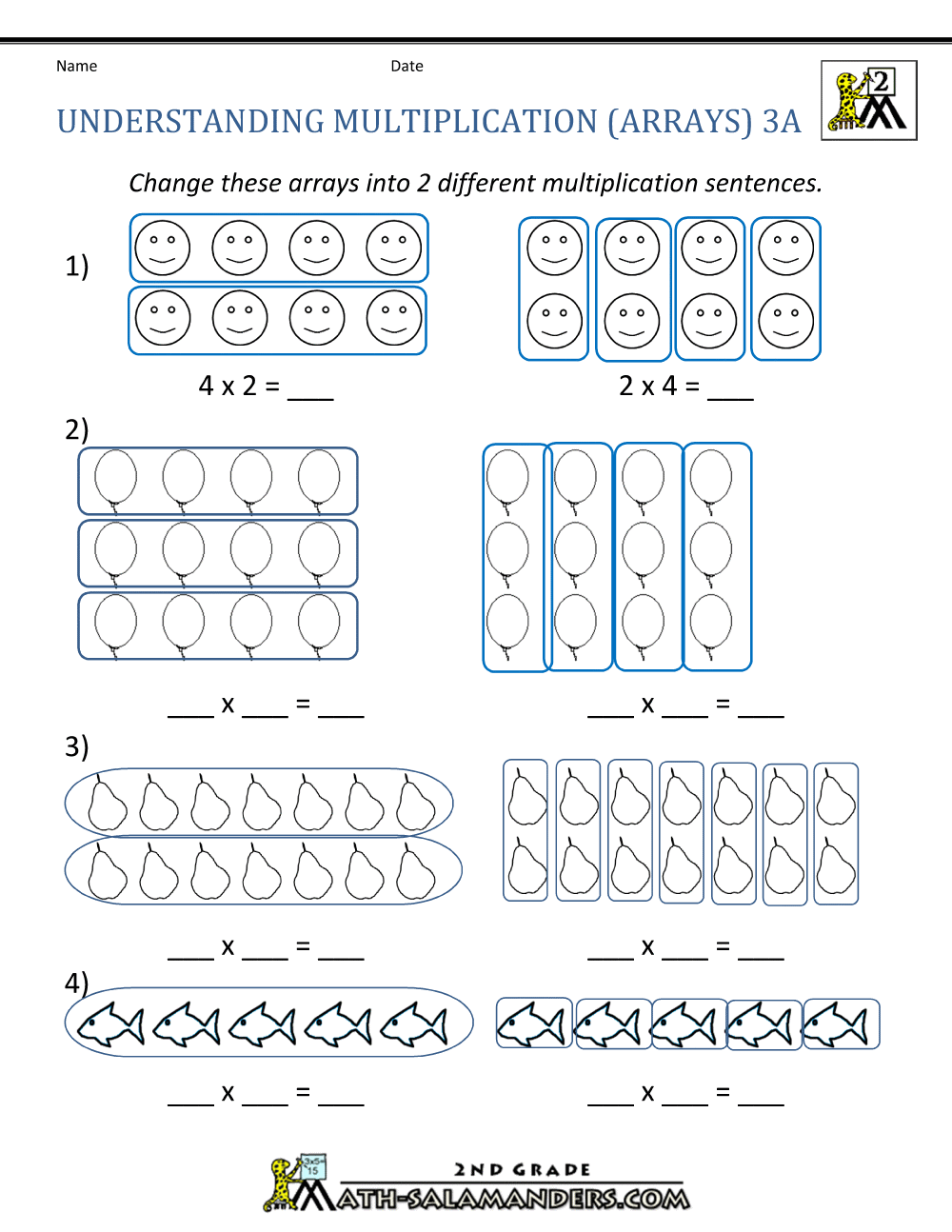 Free Multiplication Arrays Worksheets Teach Prints