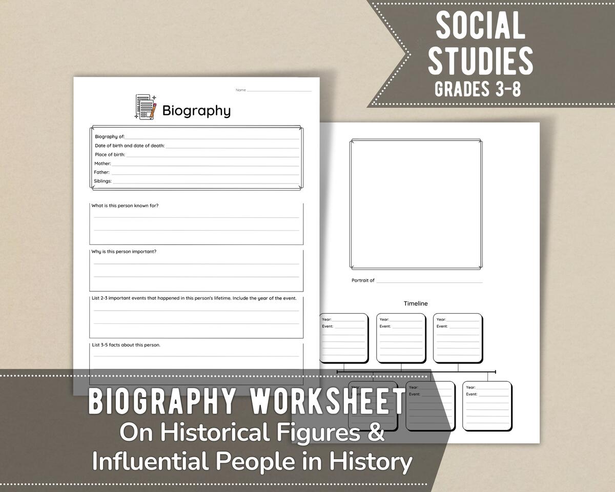 Biography Printable Worksheet On Historical Figures And Influential People In History Social Studies Grades 3rd 8th Teaching Resources Etsy Biography Printable Worksheet On Historical Figures And Influential People In History Social Studies Grades 3rd 8th Teaching Resources Etsy