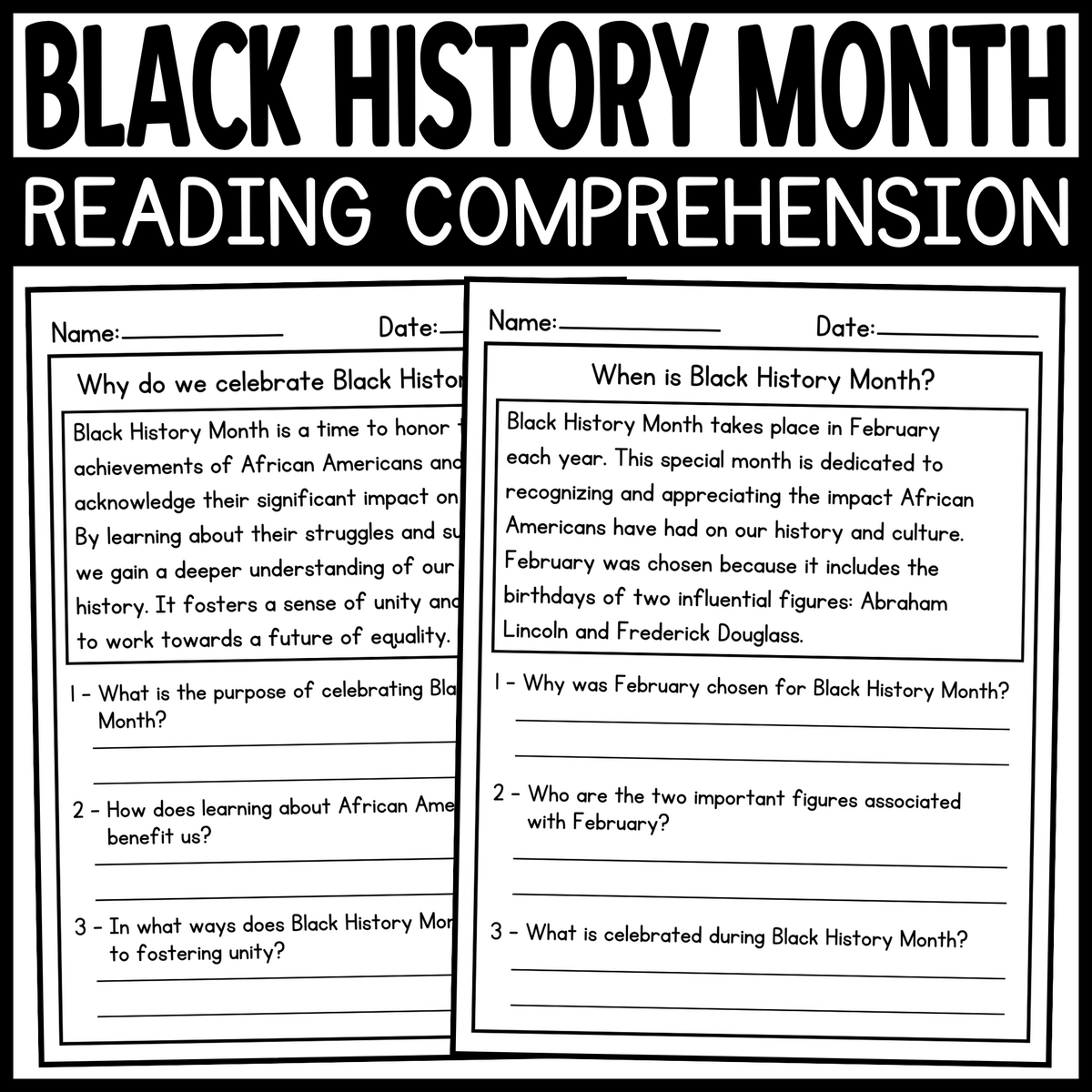 13 Free Black History Month Worksheets Elementary Free PDF At Worksheeto