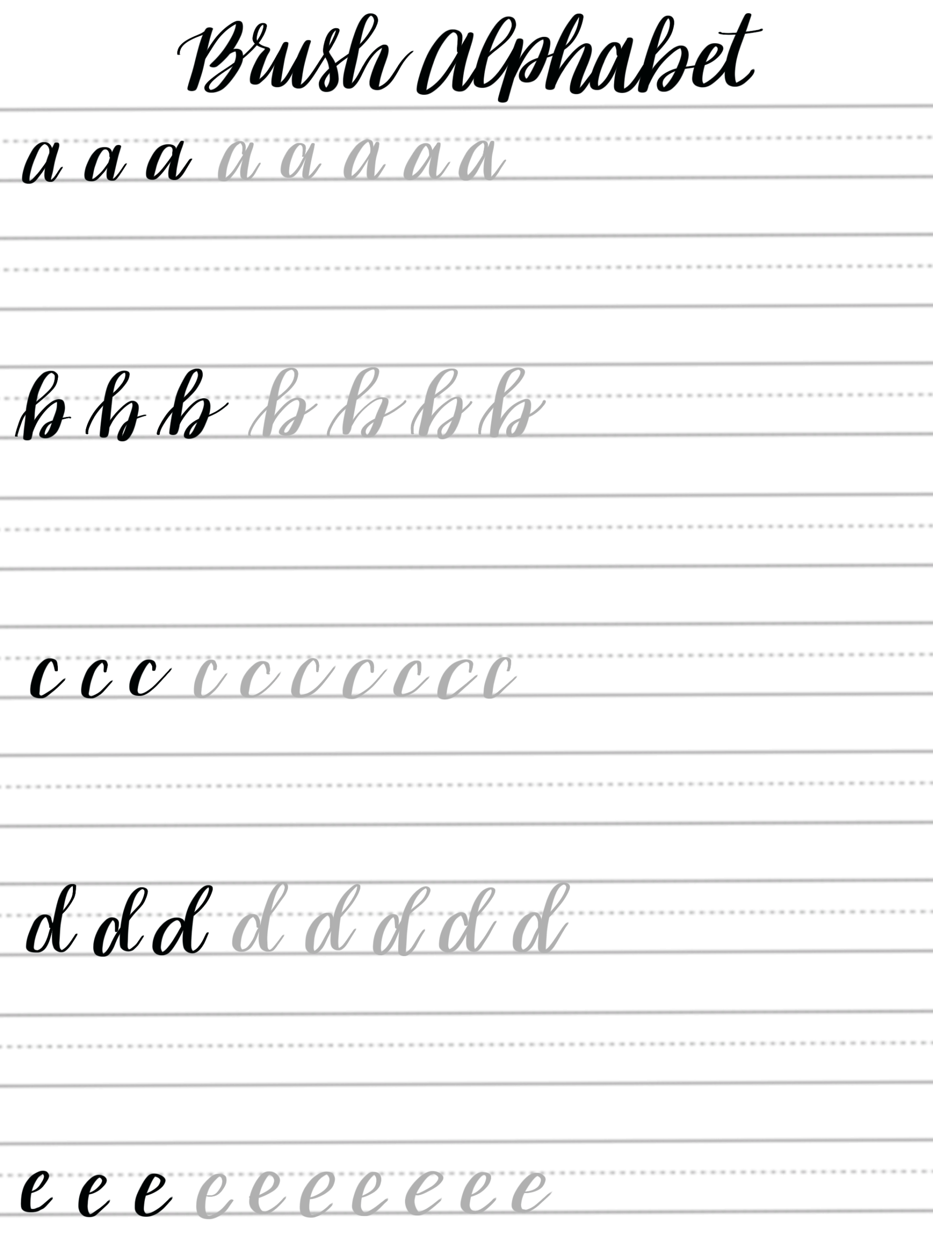 Brush Pen Calligraphy Practice Sheets