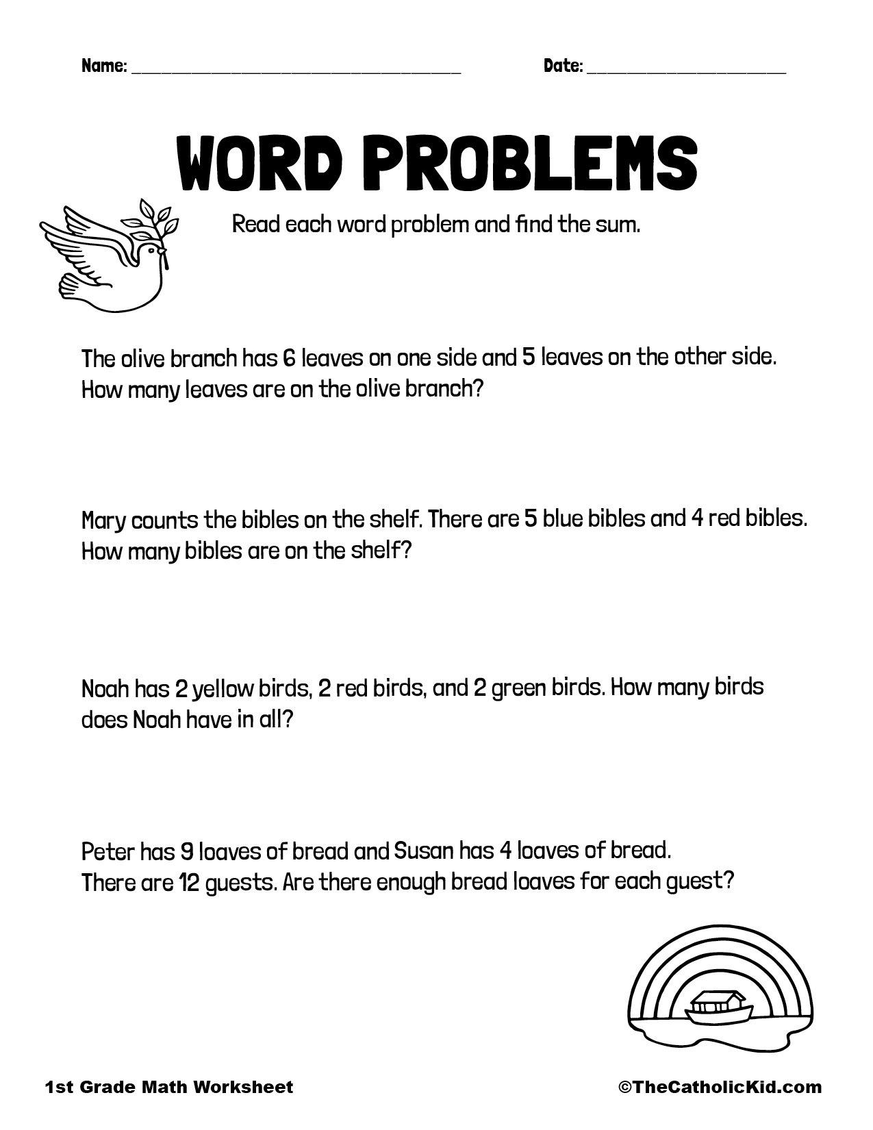 Catholic Themed Math Word Problems TheCatholicKid