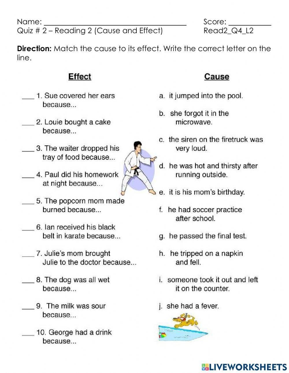 Cause And Effect Interactive Worksheet For Grade 2 Worksheets Library