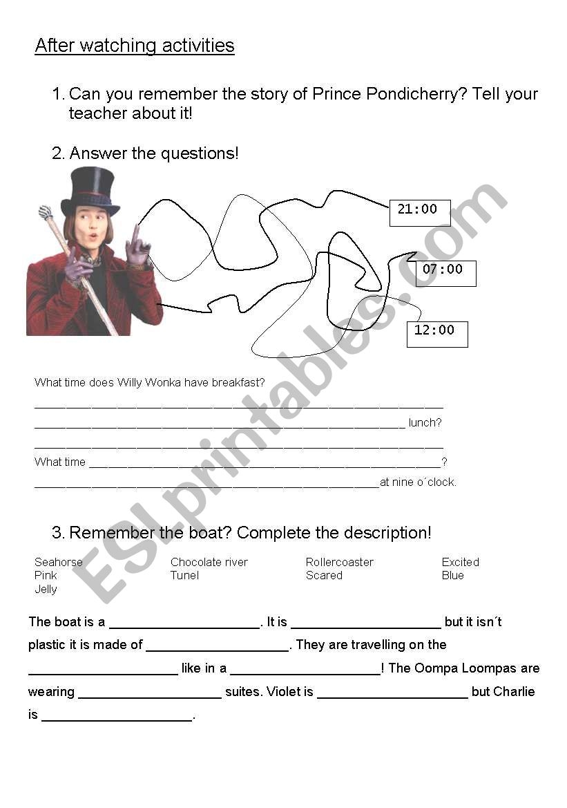 Charlie And The Chocolate Factory ESL Worksheet By Nanadia